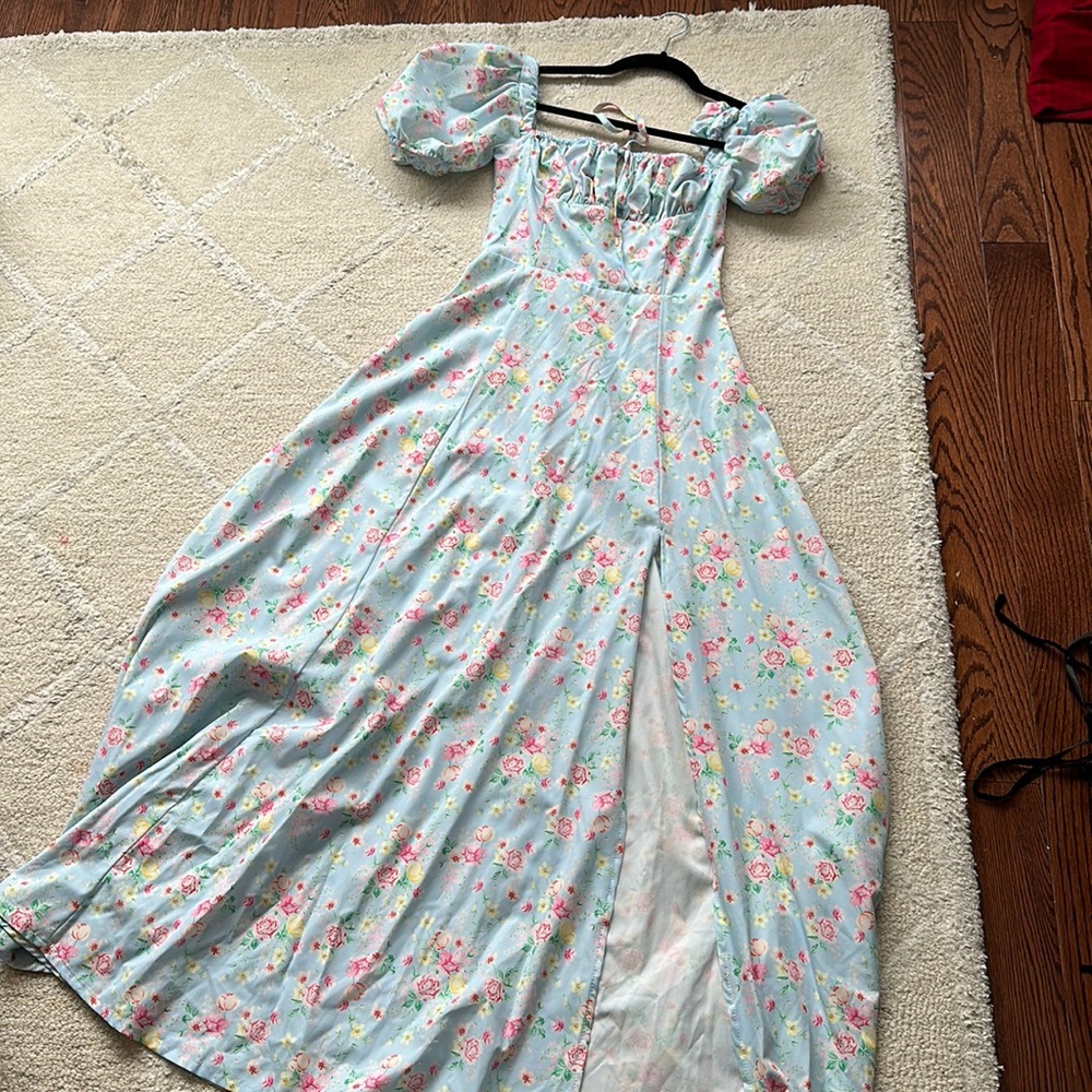 Long floral dress with slit